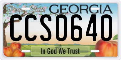GA license plate CCS0640