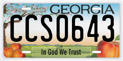 GA license plate CCS0643