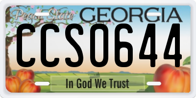 GA license plate CCS0644