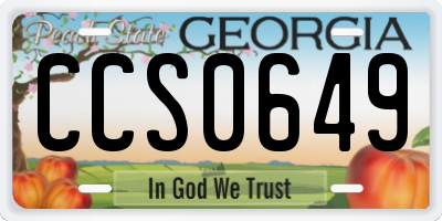 GA license plate CCS0649