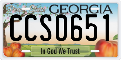 GA license plate CCS0651