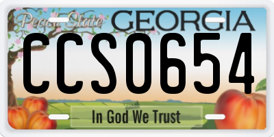 GA license plate CCS0654