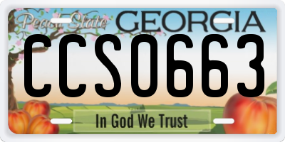 GA license plate CCS0663