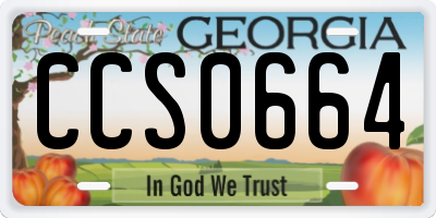 GA license plate CCS0664