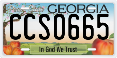 GA license plate CCS0665