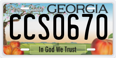 GA license plate CCS0670