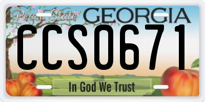 GA license plate CCS0671