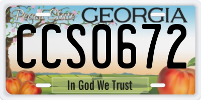 GA license plate CCS0672