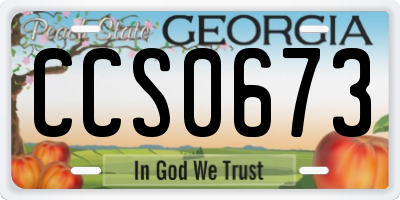 GA license plate CCS0673