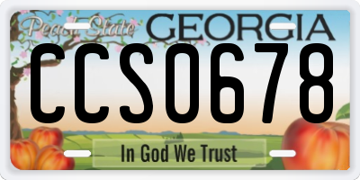 GA license plate CCS0678