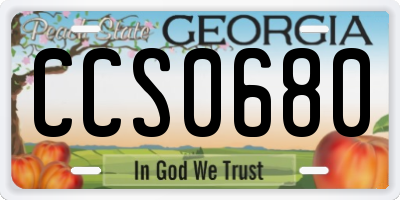 GA license plate CCS0680