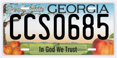 GA license plate CCS0685