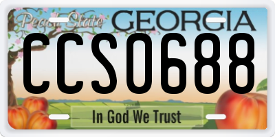 GA license plate CCS0688