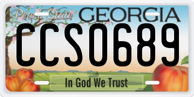 GA license plate CCS0689