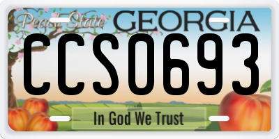 GA license plate CCS0693