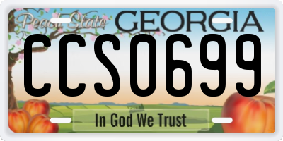 GA license plate CCS0699