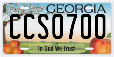 GA license plate CCS0700