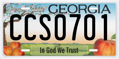GA license plate CCS0701