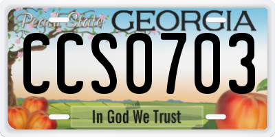 GA license plate CCS0703