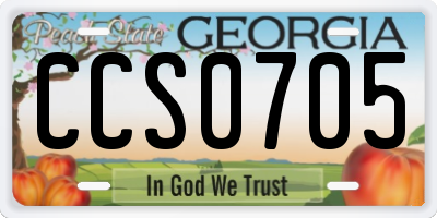 GA license plate CCS0705