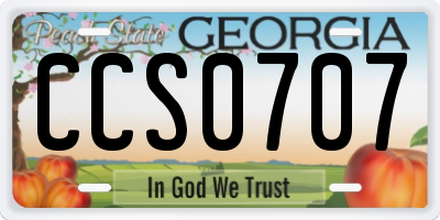 GA license plate CCS0707