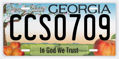 GA license plate CCS0709