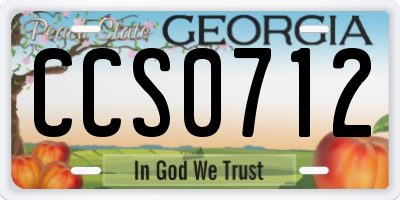 GA license plate CCS0712