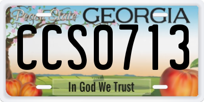 GA license plate CCS0713
