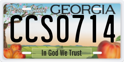 GA license plate CCS0714