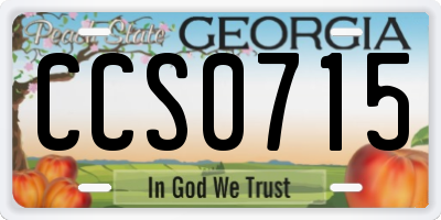 GA license plate CCS0715