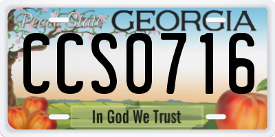 GA license plate CCS0716