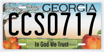 GA license plate CCS0717