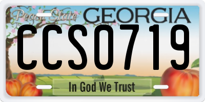 GA license plate CCS0719