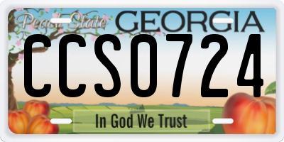GA license plate CCS0724