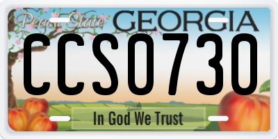 GA license plate CCS0730