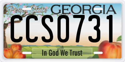 GA license plate CCS0731