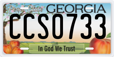 GA license plate CCS0733