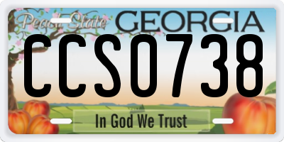 GA license plate CCS0738
