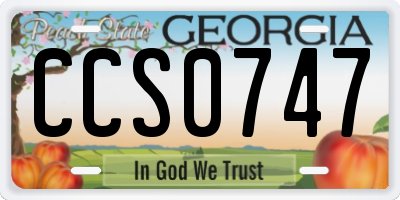 GA license plate CCS0747