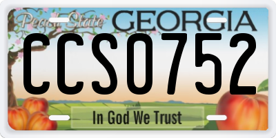 GA license plate CCS0752