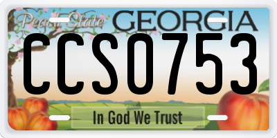 GA license plate CCS0753