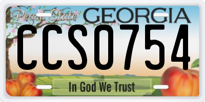 GA license plate CCS0754