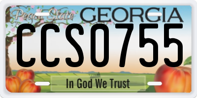 GA license plate CCS0755