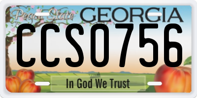 GA license plate CCS0756