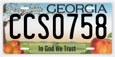 GA license plate CCS0758