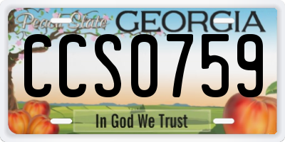 GA license plate CCS0759