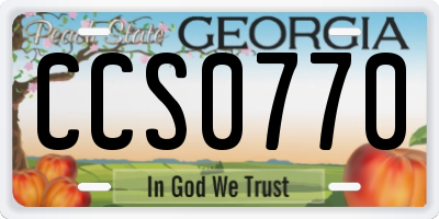 GA license plate CCS0770