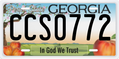 GA license plate CCS0772
