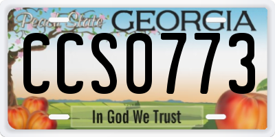 GA license plate CCS0773