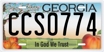 GA license plate CCS0774